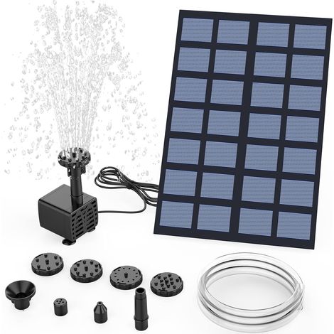 Fontaine Solaire - 2.5W Pompe de Fontaine Solaire Exterieure de Jardin avec 6 Buses pour Bain d'oiseau, étang, Piscine, Patio, Décoration de Jardin A (1/5)