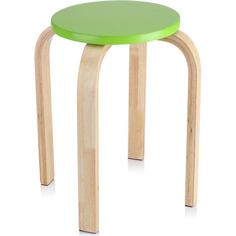 Eosnow 1 Stück Anti-Rutsch-Stapelhocker aus gebogenem Holz, Bonbonfarben, Wohnmbel, Kinderzimmer-Dekoration, Grün