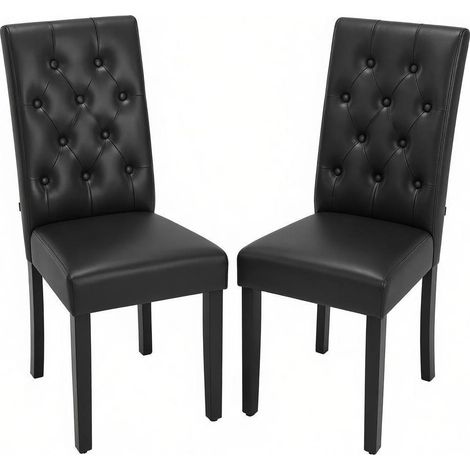 CHICFURN Silla de comedor negra 49 x 99 x 42 cm en polipiel y madera, lote de 2 (1/5)