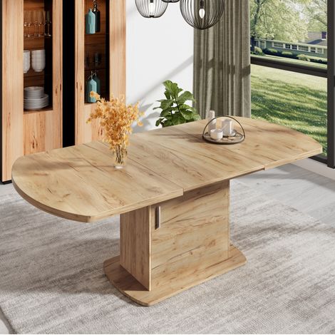 MODFU – Tavolo allungabile 140/200x80x75 cm in truciolato con vano contenitore sotto il piano, maniglie e carico 60 kg – Rovere (1/5)