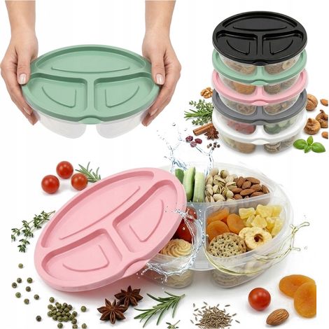 Runde Snackbox, 0,6 l, 3 Fächer, Lebensmittelorganizer (1/5)