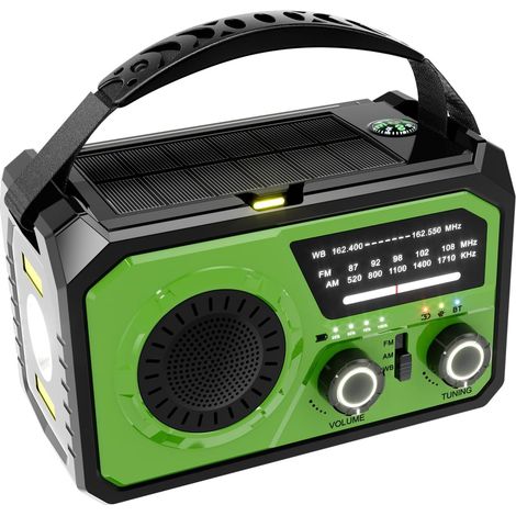 Radio avec manivelle Lampe de Poche LED Batterie Externe ABS BT à (1/5)