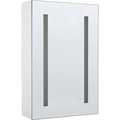 Bathroom Wall Mounted Mirror Cabinet LED CAMERON 40 cm 60 cm White (1/5)