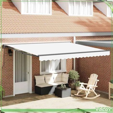 Store rétractable - 3330638 - Blanc - 400x300 cm - Tissu anti-UV et résistant à l'eau (1/5)