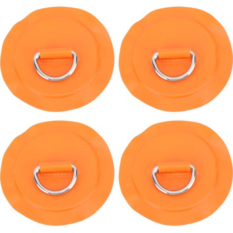 Patch Ronde en PVC Souple avec Œillet en D pour Canot Pneumatique, Planche de Surf ou Paddle, Pack de 4, Couleur Orange