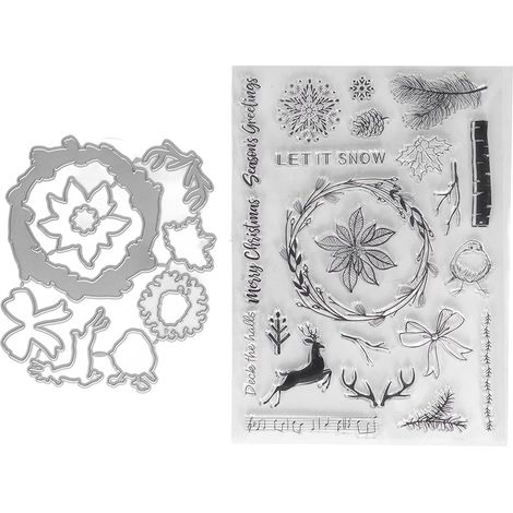 Timbres transparents en forme de cerf de Noël et flocon de neige pour album photo, agenda, cartes de vœux, invitations, enveloppes (1/5)