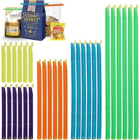 30 wiederverwendbare Lebensmittelbeutelclips (28,5/22,5/18,5/12,5/9 cm), Kunststoff-Küchenclips für Küche, Haushalt und Camping