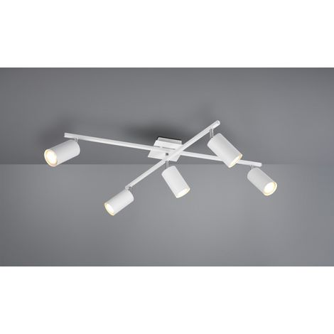 Plafoniera 5 Faretti Cilindro Spot Orientabili Marley Bianco Trio Lighting