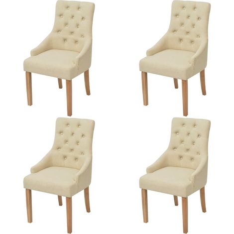 Juego de 4 lujosas y encantadoras sillas de comedor de cocina en tela color crema CDS021476