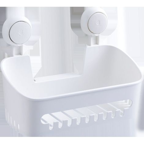 Accessoires de salle de bain.No Drilling Reusable Suction Cup Hanging Shower Caddy. Detachable Shower Caddy. Plastic Wall Mounted Caddy Basket for Bathroom/Toilet/Kitchen. White -EU (1/5)