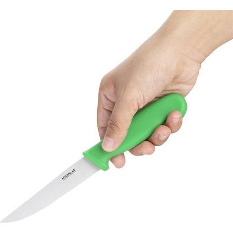 Couteau à Légumes Denté Vert 100 mm - Hygiplas (1/5)