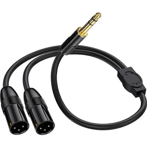 Adaptateur convertisseur audio stéréo asymétrique en Y : câble répartiteur TRS mâle 6,35 mm vers 2 XLR mâles (cordon B) (1/5)