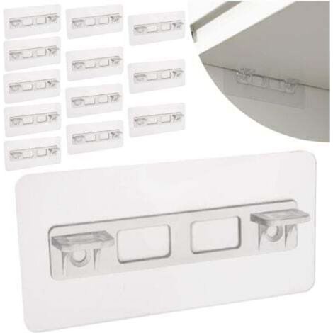 [JAMAIS UTILISÉ] Lot de 12 clous de support d'étagère auto-adhésifs sans perçage pour armoires de cuisine, bibliothèque, placard, séparateurs de couches (2 clous) (1/4)