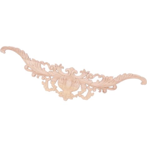 Appliques en bois, élégantes et raffinées, style européen, en bois d'hévéa, longues fleurs sculptées, accessoires de décoration intérieure. (1/5)