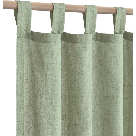 Lot de 2 Rideaux Transparents Vert Sauge de 213 cm de Long en Lin de Style bohème pour Chambre à Coucher, Vert Clair (1/5)