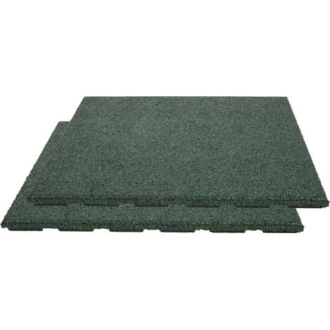 Lot de 2 dalles amortissantes 50x2,5 cm en caoutchouc vert foncé