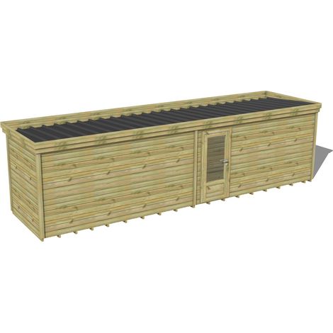 ABRI DE JARDIN bois traité 27mm, 9,1x2,1m, 19m2, Plancher