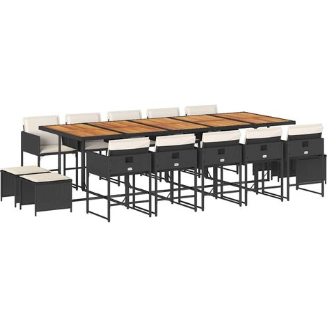 Maison Exclusive - Set comedor de jardín con cojines 15 pzas ratá (1/5)