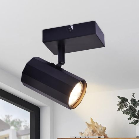 ZMH Plafonnier 1 Ampoule Plafonnier Noir - Lampe de Couloir Spot de Plafond Vintage Spots de Plafond GU10 en Métal Pivotant 350° MAX. 40W pour couloir, cuisine, chambre, bureau, sans ampoules (1/5)