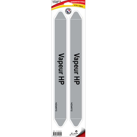 Planche de 2 marqueurs de tuyauterie 450 x 52 mm pour Ø 70 à 100 mm - Vapeur HP - 4709802