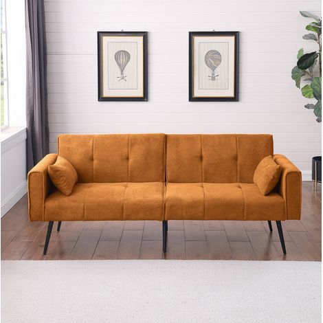 Schlafsofa 175x71x71 cm orange, Rippstoff, Metallfüße, kompaktes Design MEUBLIV (1/5)