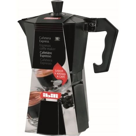 Ibili - Cafetière à Expresso Bahia Noire, 12 Tasses, 600 ml, Aluminium