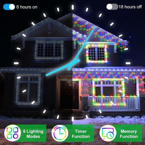 Garland Bright Rain Iced Outdoor 10M 300 LED Garland Bright Of Christmas 8 Modes Curtain Garland Bright Waterproof for Indoor Bedroom Gazebo Garden Party Of Wedding Decoration of winter C (1/4)