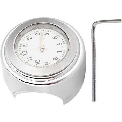 Montre de guidon moto universelle 22-25mm, cadran blanc en métal, horloge pour guidon de moto, support de poignée, montre de barre (1/5)