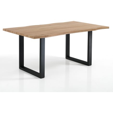 Tavolo scrivania rovere MDF gambe acciaio nero Bred