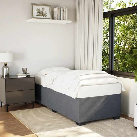 Bed Frame without Mattress Dark Grey Single Velvet vidaXL (1/5)