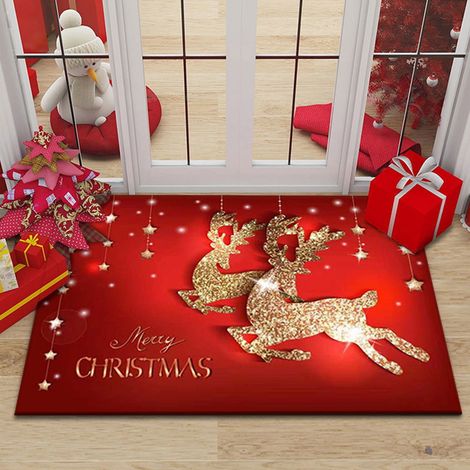 Tapis De Porte De Noël - Tapis Antidérapant En Polyester - Pour Entrée Extérieure Ou Intérieure - 60 X 40 Cm - 1 Pièce (1/4)