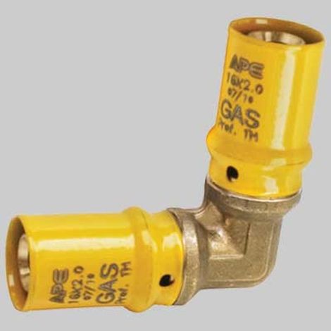 RACCORDDO A PRESSARE CURVO DOPPIO PER GAS - 16 x 16