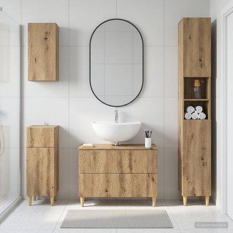 vidaXL 4 Piece Bathroom Cabinet Set DELFT Artisan Oak Engineered Wood (1/5)