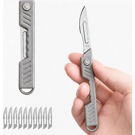 Folding Knife with 10 Replacement Blades, Pocket Knife for Opening (1/5)