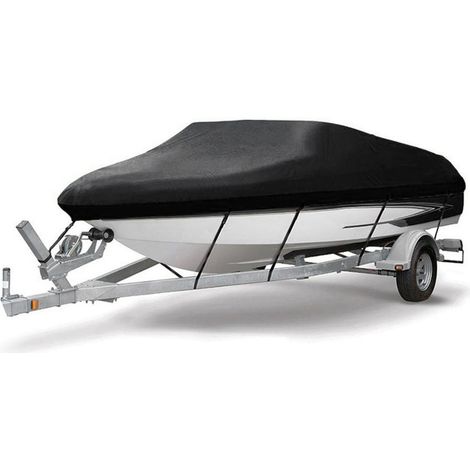 Housse de protection extérieure pour bateau, imperméable, robuste, tissu Oxford 300D réfléchissant noir, anti-écrasement et indéchirable, convient aux bateaux V-HULL TRI-HULL Runabouts Bass Boats 14-1 (1/5)