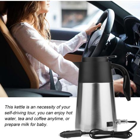 Bouilloire électrique portable 1300ml, grande capacité, chauffe-eau pour camion et voiture, gourde de voyage 24V, thermos de route (1/5)