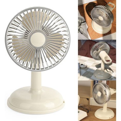 Mini Ventilateur Électrique Portable Vintage, Couleur Unie Jaune Clair, Rechargeable USB, pour Été (1/5)