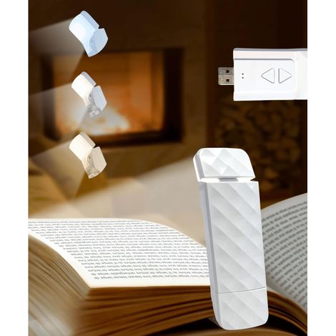 Lampe de Lecture Blanc, Lampe Livre USB Rechargeable, Liseuse 3 mode Couleurs (Chaud, Naturel, Lumineux), 5 LED Lampe de Lecture pour Lire au Lit (1/5)