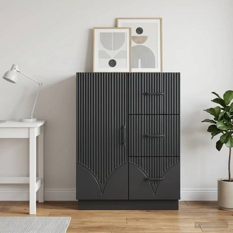 vidaXL Sideboard with Drawer Black 66 x 34.5 x 87 cm Engineered Wood (1/5)