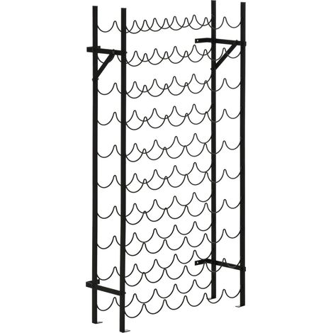 Casier à vin mural métal 60 bouteilles - Support de rangement élégant noir pour cave ou cuisine - Porte-bouteilles design maison 63x20.5x118cm (1/5)