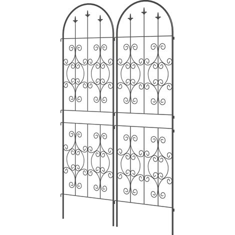 Set mit 2 schwarzen Metallrankgittern (50 x 180 cm) für Kletterpflanzen, Garten, Gemüse, Weinreben und Blumen