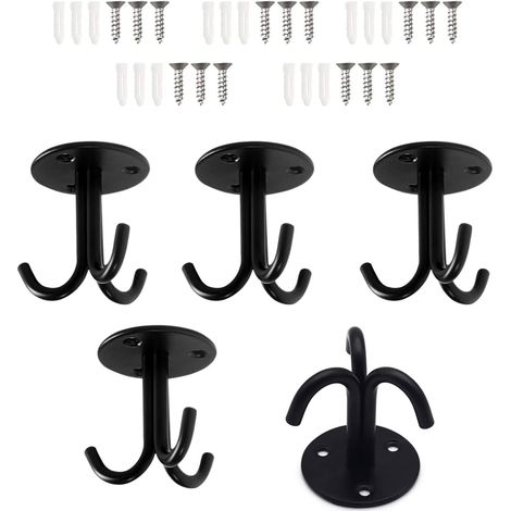 Supports de plafond à roulement de charge lourde - Triple bras - Espacement des crochets en acier inoxydable robuste - Matériel pour crochet de plafond domestique en acier inoxydable (1/4)