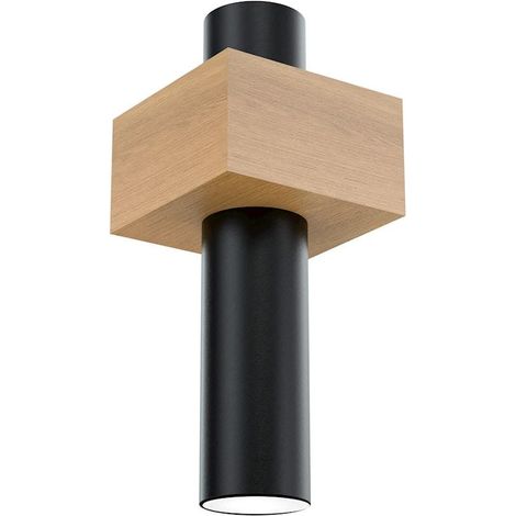 Applique murale Milagro WEST cylindre bois/noir GU10 35W (1/5)