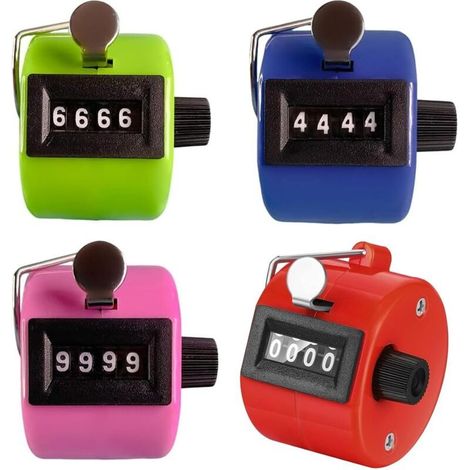 4 Pcs Compteur Manuel Compteur À Cliquer 4 Chiffres Compteurs Manuels Click Compteur pour Compteur Manuel Mécanique, Compte Jusqu'À 9999, Tours/Sport/Entraîneur/École/Événement (1/4)