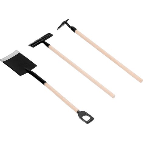 Outils de jardin miniatures à l'échelle 1:12, râteau et pelle Zen en alliage de bois, modèle décoratif pour maison de poupée, noir. (1/5)