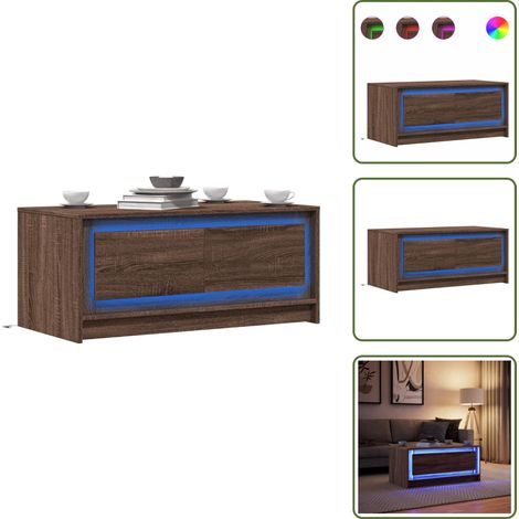 vidaXL LED-Couchtisch Braun Eichen-Optik Holzwerkstoff (1/5)