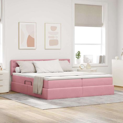 vidaXL Aufbewahrungsbett mit Matratze mit Kopfteil Rosa 100 x 200 cm (1/5)