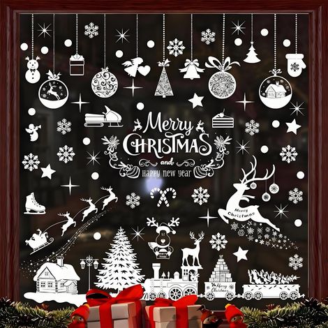 Décorations de Noël pour fenêtres : Père Noël, flocons de neige, bonhomme de neige, autocollants de Noël (1/5)