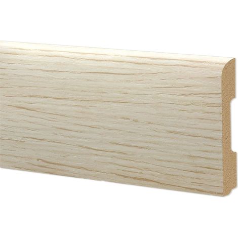 Battiscopa BC Spazzolato in POLIMERI EqualWood HI-TEC 68x10mm Bianco, Alluminio ecc. (prezzo al metro)-ROVERE SBIANCATO (1/2)