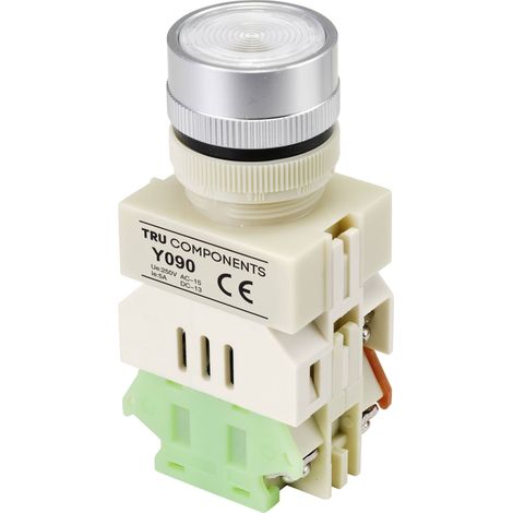 TRU COMPONENTS TC-9219096 Y090 Bouton-poussoir 250 V/AC 5 A 1 x On/(On) à accrochage blanc (Ø) 30 mm 1 pc(s) (1/3)